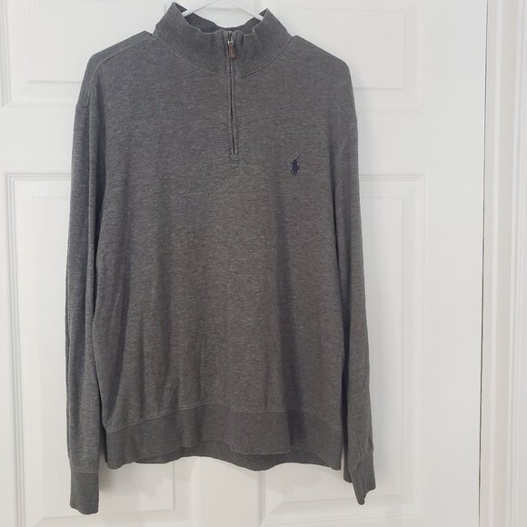 Polo Ralph Lauren Men's Quarter Zip Pullover Shirt Heather Gray Size Large - Picture 1 of 8